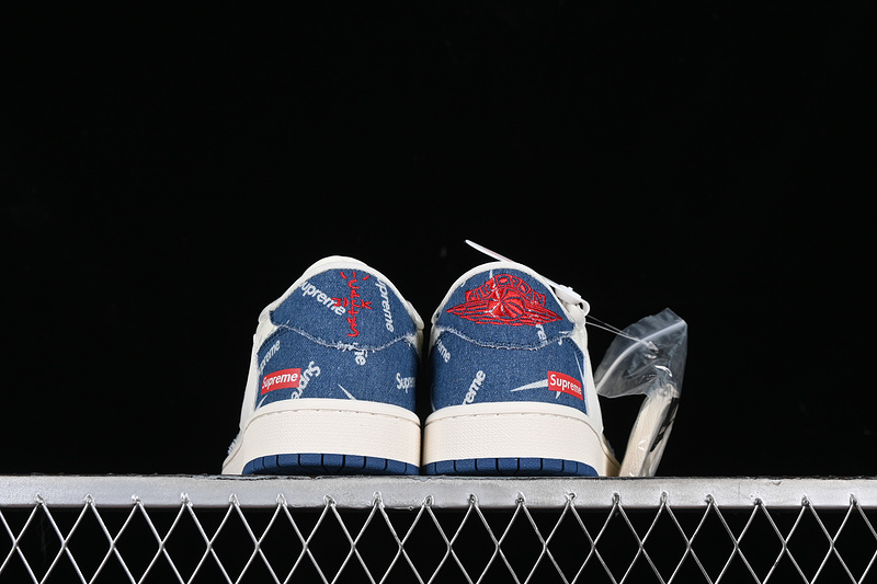 Nike Air Jordan 1 Low OG SP Travis Scott Fragment Design Supreme Grey White Blue Sneakers