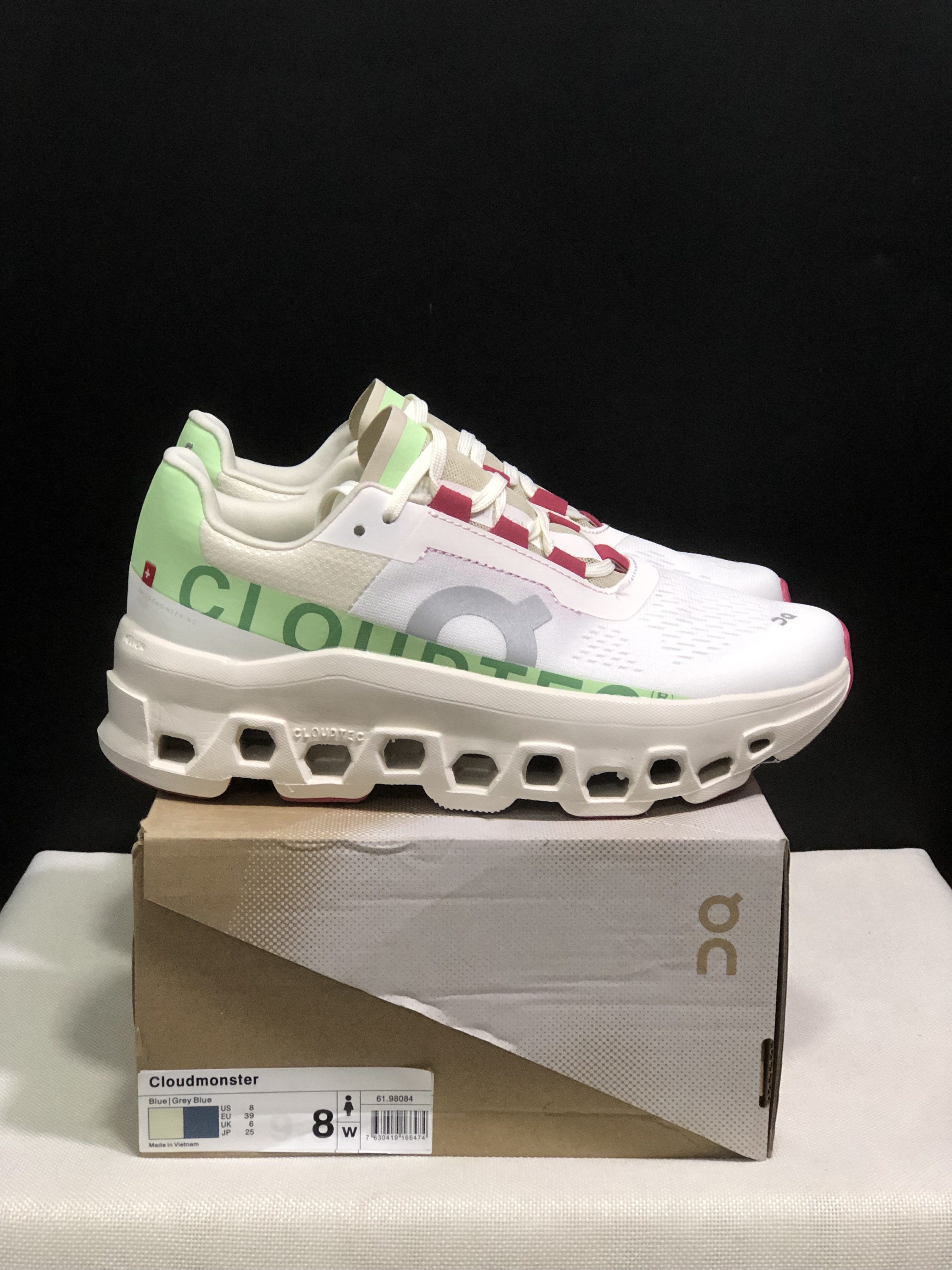 On Running Cloudmonster Anti-Slip Running Shoes White/Green