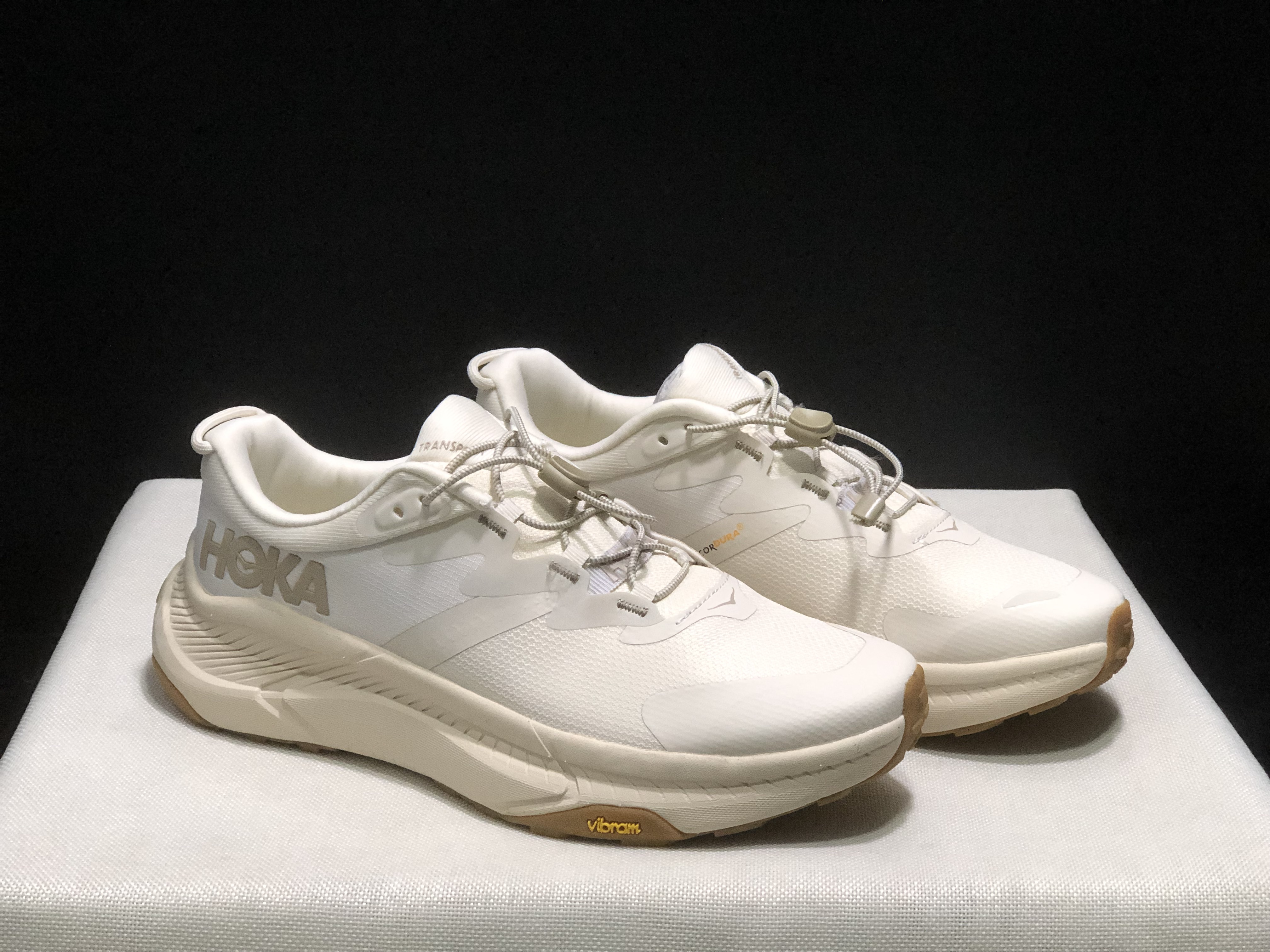 Hoka One One Transport Drawstring Low-top Running Shoes Sneakers Cream