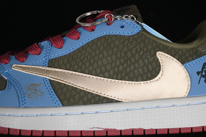Nike Air Jordan 1 Low OG SP Travis Scott Fragment Design Blue Green Gold Red Sneakers