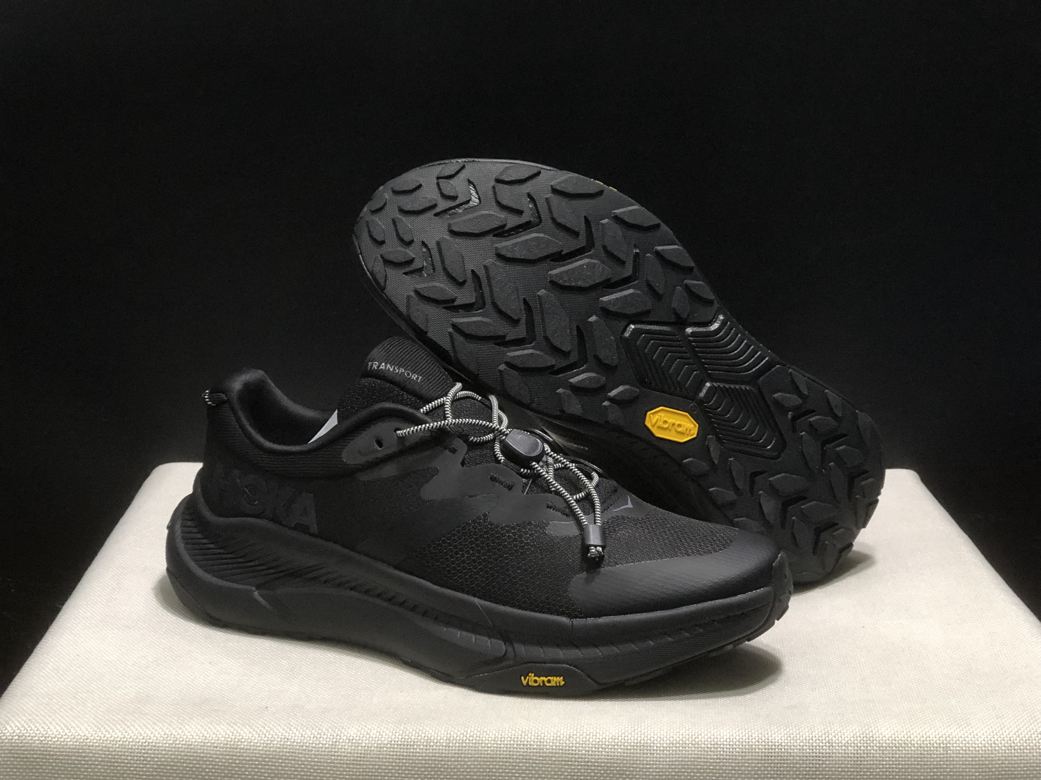 Hoka One One Transport Drawstring Low-top Running Shoes Black Sneakers