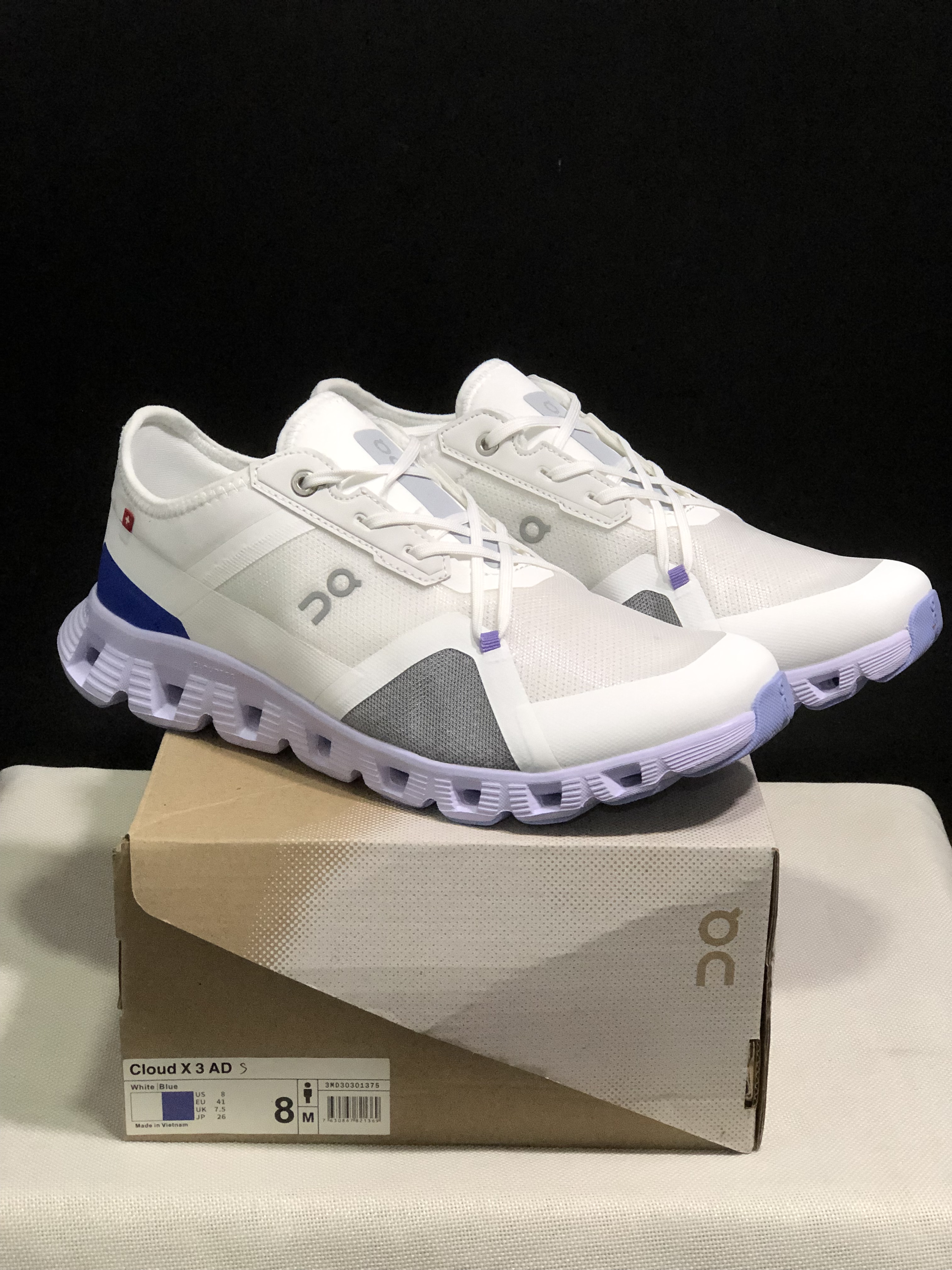 On Running Cloud X 3 AD Comfortable Wear-Resistant Training Shoes White/Light Purple