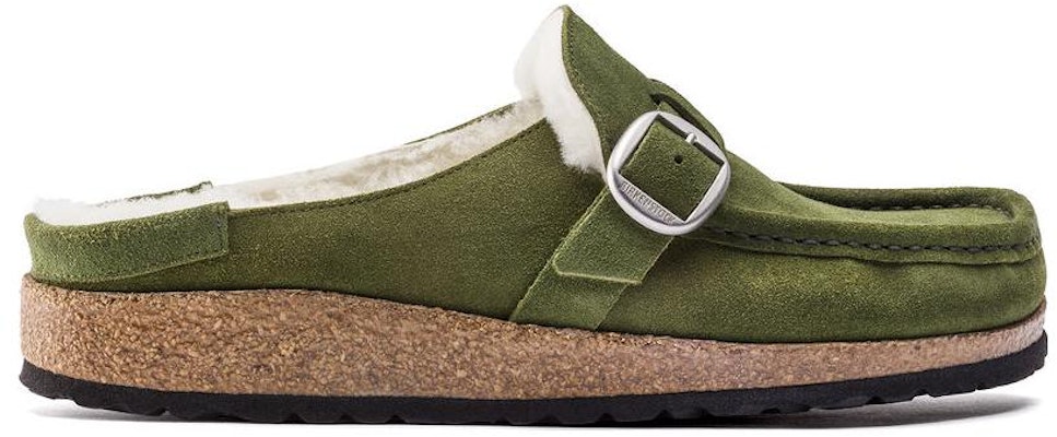 Birkenstock Buckley Shearling Mountain View Green Suede Leather 1021101 Fashion Slippers