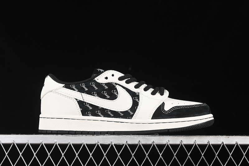 Travis Scott Fragment Design Nike Air Jordan 1 Low OG SP Black White Sneakers