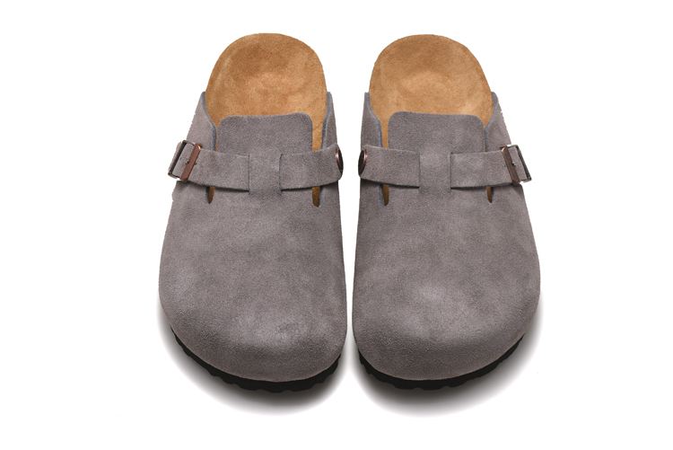 Birkenstock Grey Scrub Leather Clog Shoes