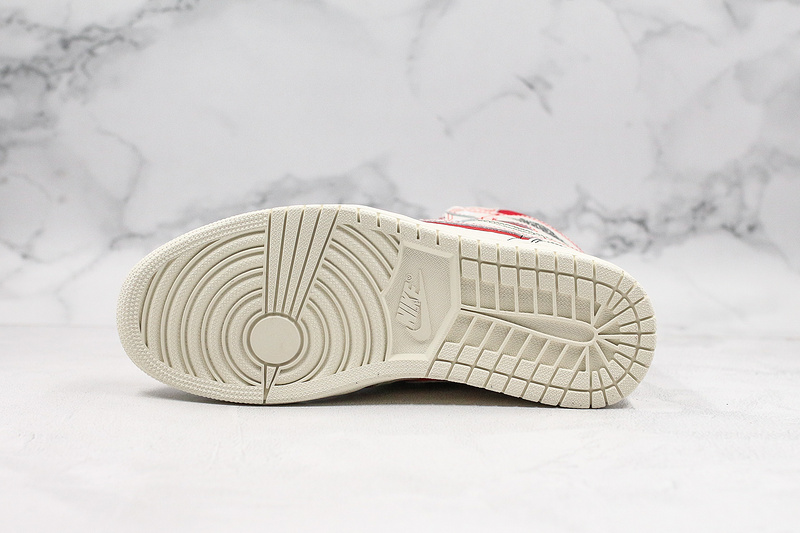 Nike Air Jordan 1 Retro High-Top Phantom White Red Sneakers