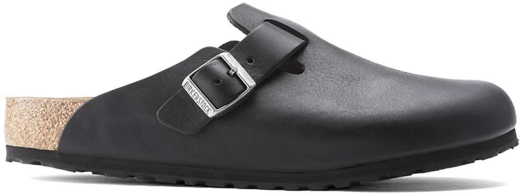 Birkenstock Boston Grip Natural Leather Vintage Wood 1023458 Black Sandals