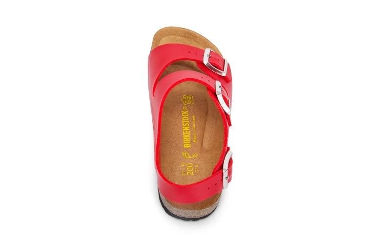Birkenstock Two-Button Red Matte Leather Sandals