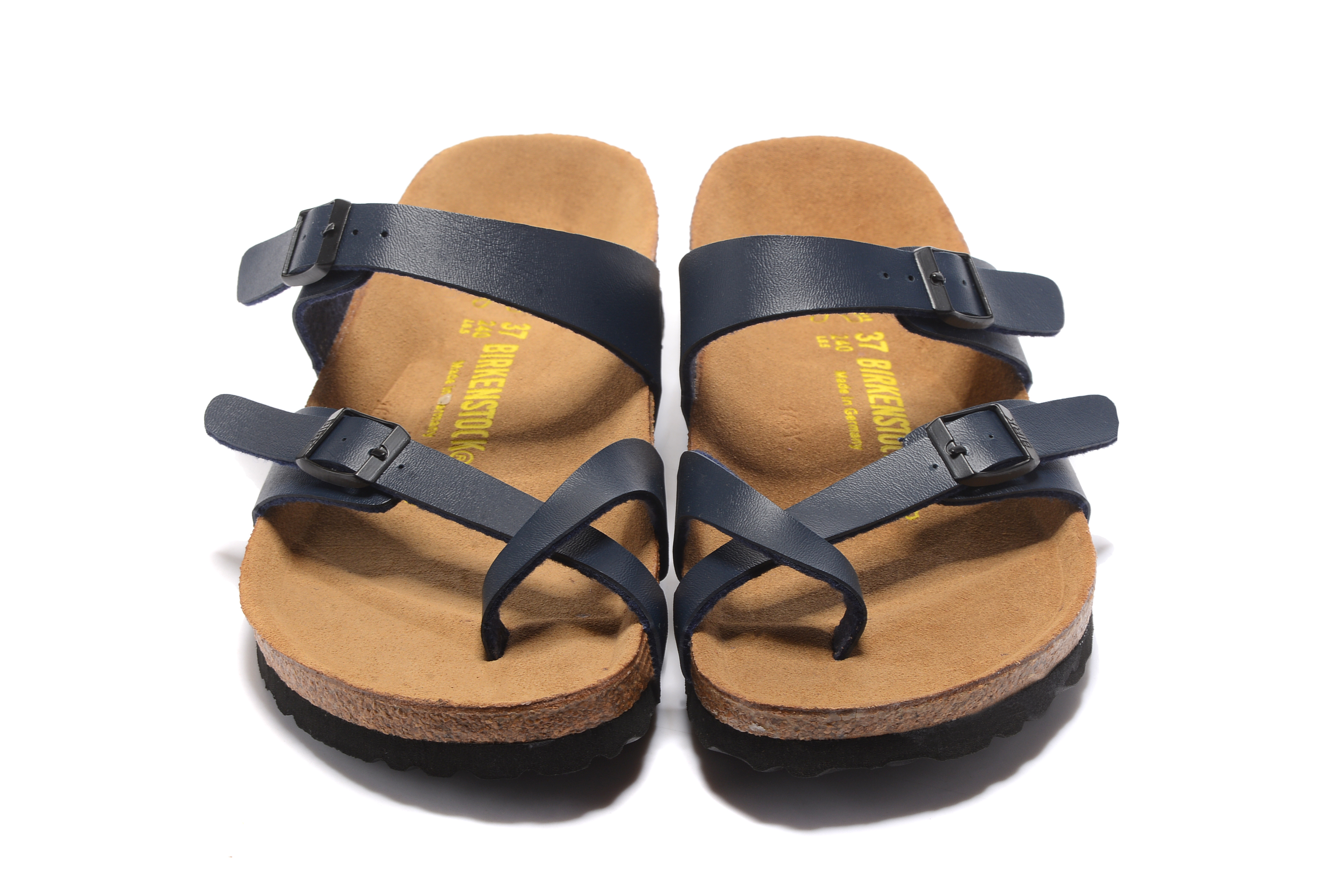 Birkenstock Dark Blue Comfort Toe-Loop Leather Sandals