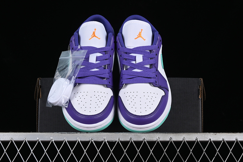Nike Air Jordan 1 Low SE Hornets Psychic Purple Hyper Jade White Cone Sneakers