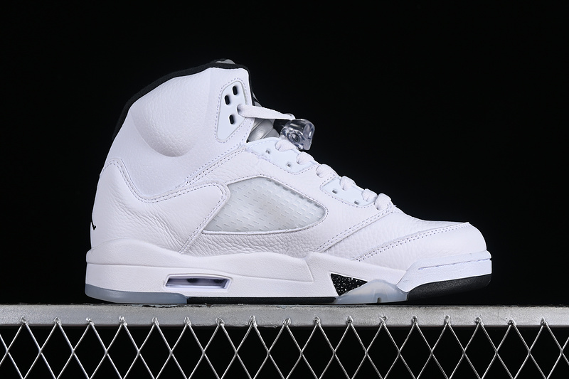 Nike Air Jordan 5 Retro Metallic SilverI White Sneakers