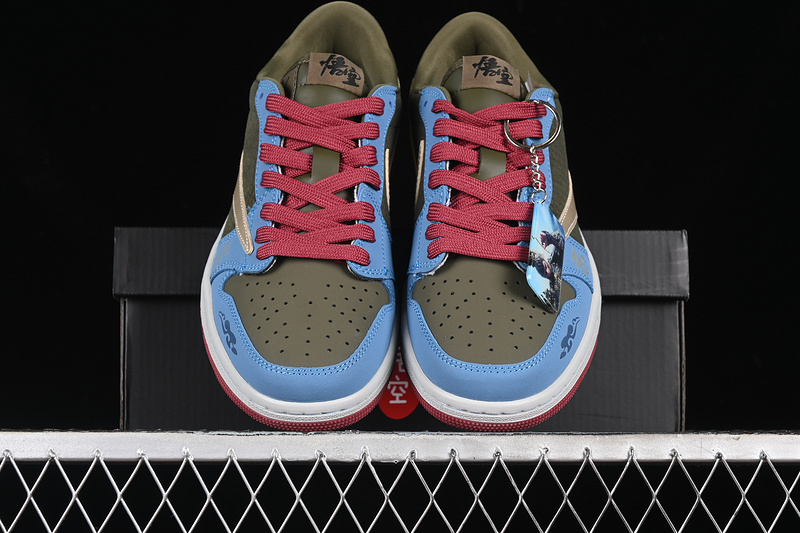 Nike Air Jordan 1 Low OG SP Travis Scott Fragment Design Blue Green Gold Red Sneakers