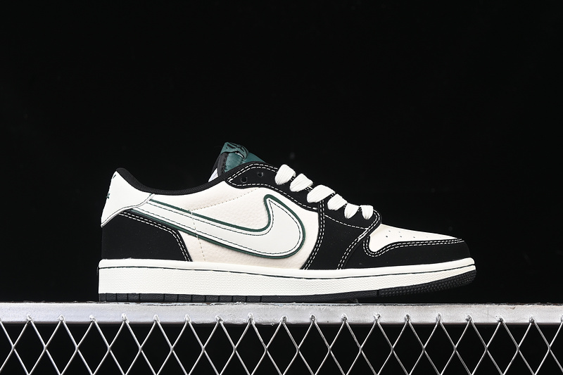 Travis Scott Fragment Design Nike Air Jordan 1 Low OG SP Black White Green Sneakers