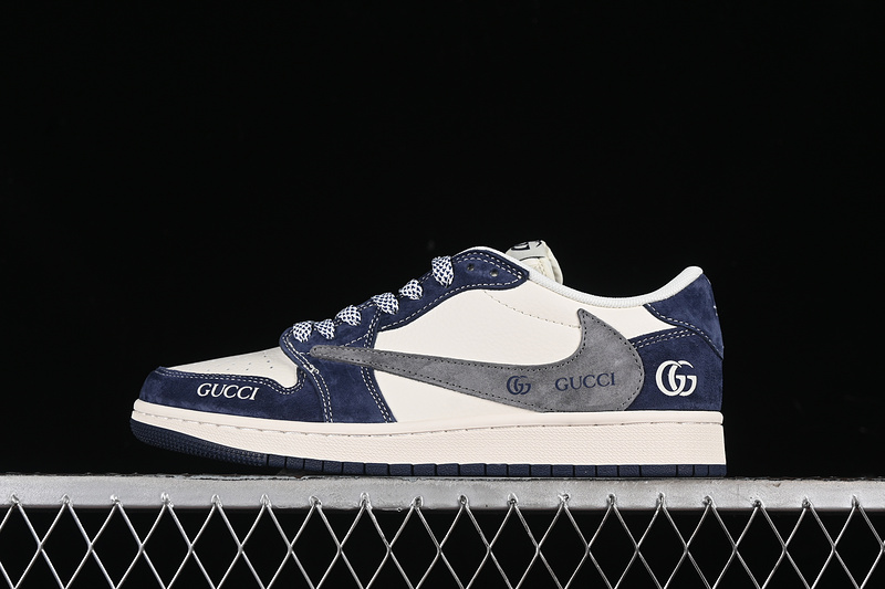 Travis Scott Fragment Design Nike Air Jordan 1 Low OG SP Gucci Navy White Sneakers