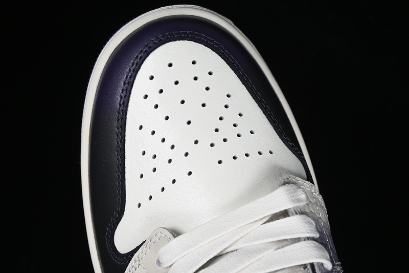 Nike Air Jordan 1 Low White Black Dark Purple Sneakers