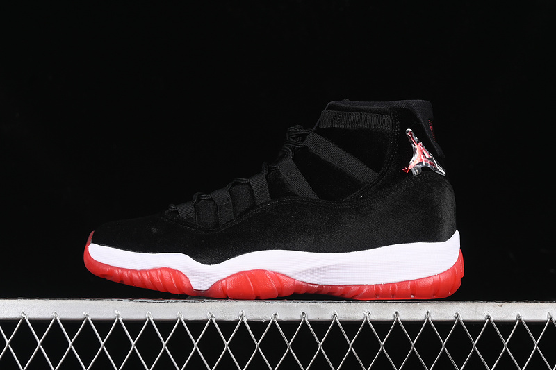 Nike Air Jordan 11 Retro Red White Bred Velvet Black Sneakers