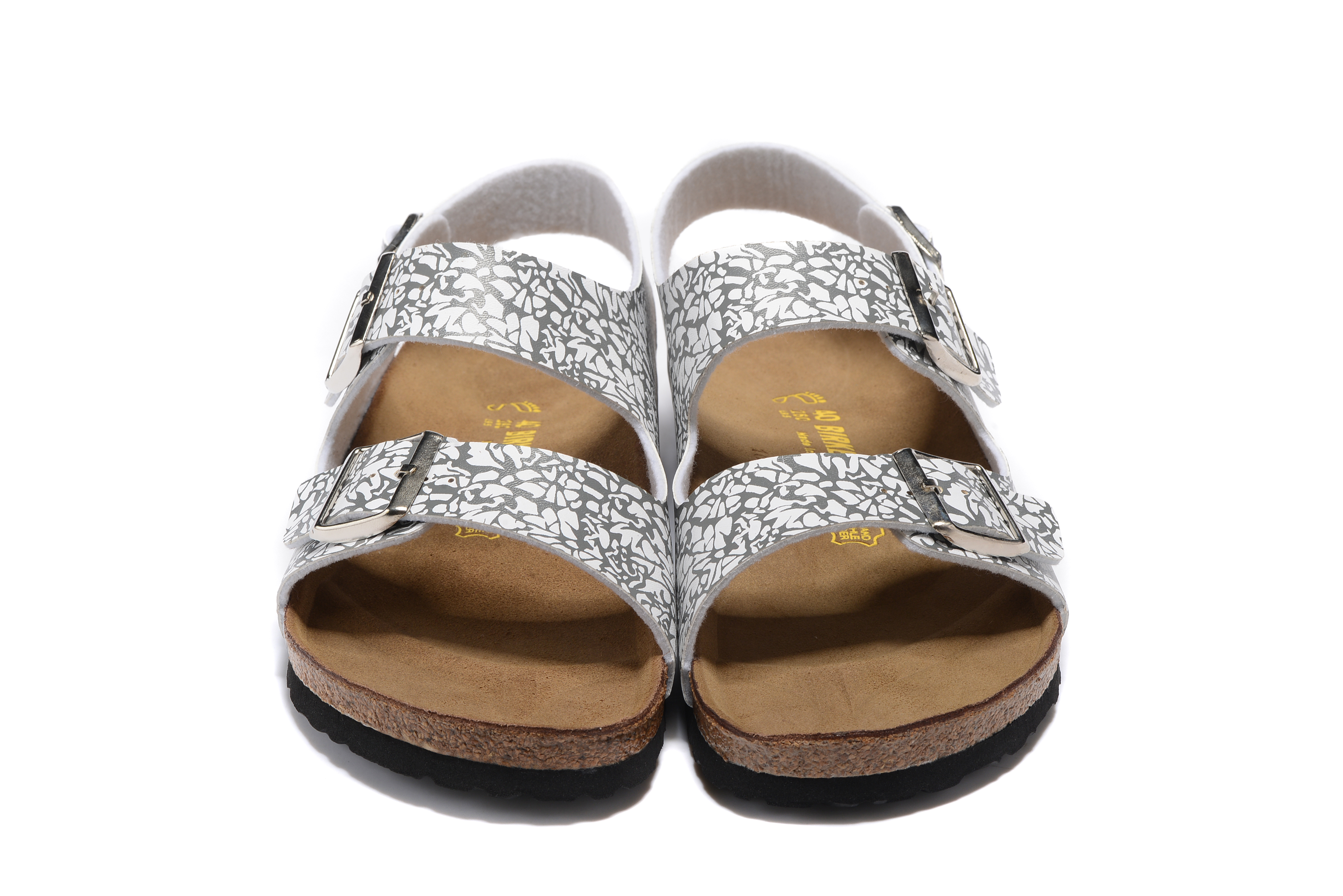 Birkenstock Black/White Texture Double Buckle Strap Sandal