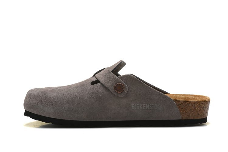 Birkenstock Grey Scrub Leather Clog Shoes