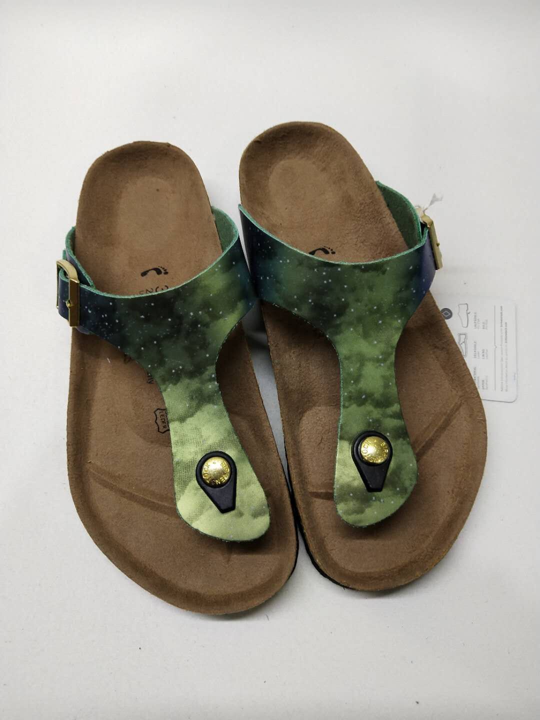 Birkenstock Starry Green Casual Matte Leather Flip Flops