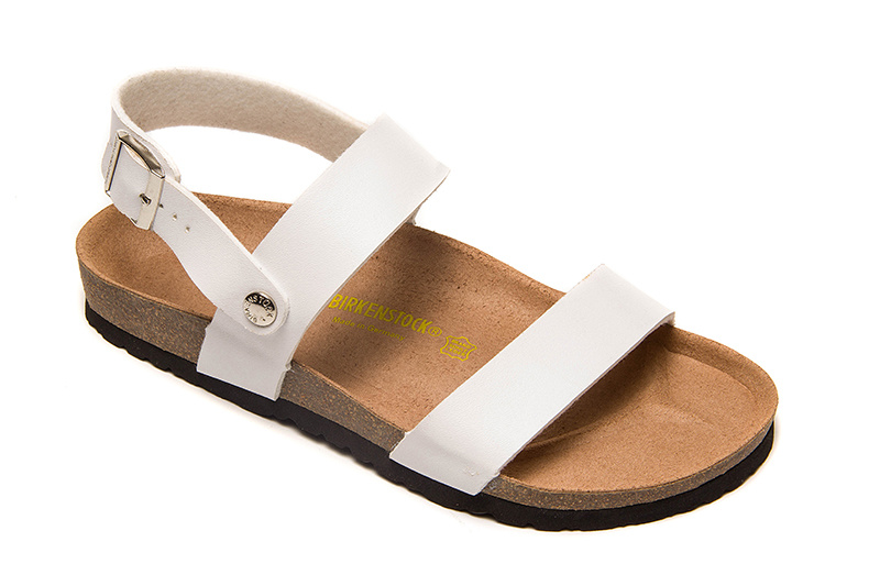 Birkenstock White Casual Matte Leather Strappy Sandals