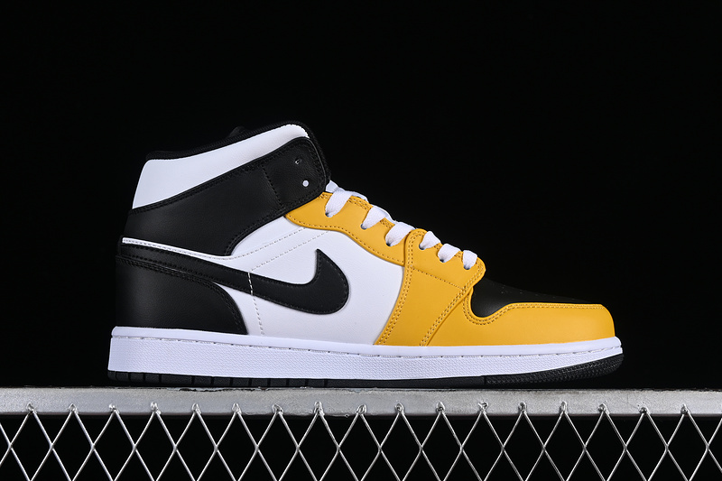 Nike Air Jordan 1 Mid Yellow Ochre Black White Sneakers