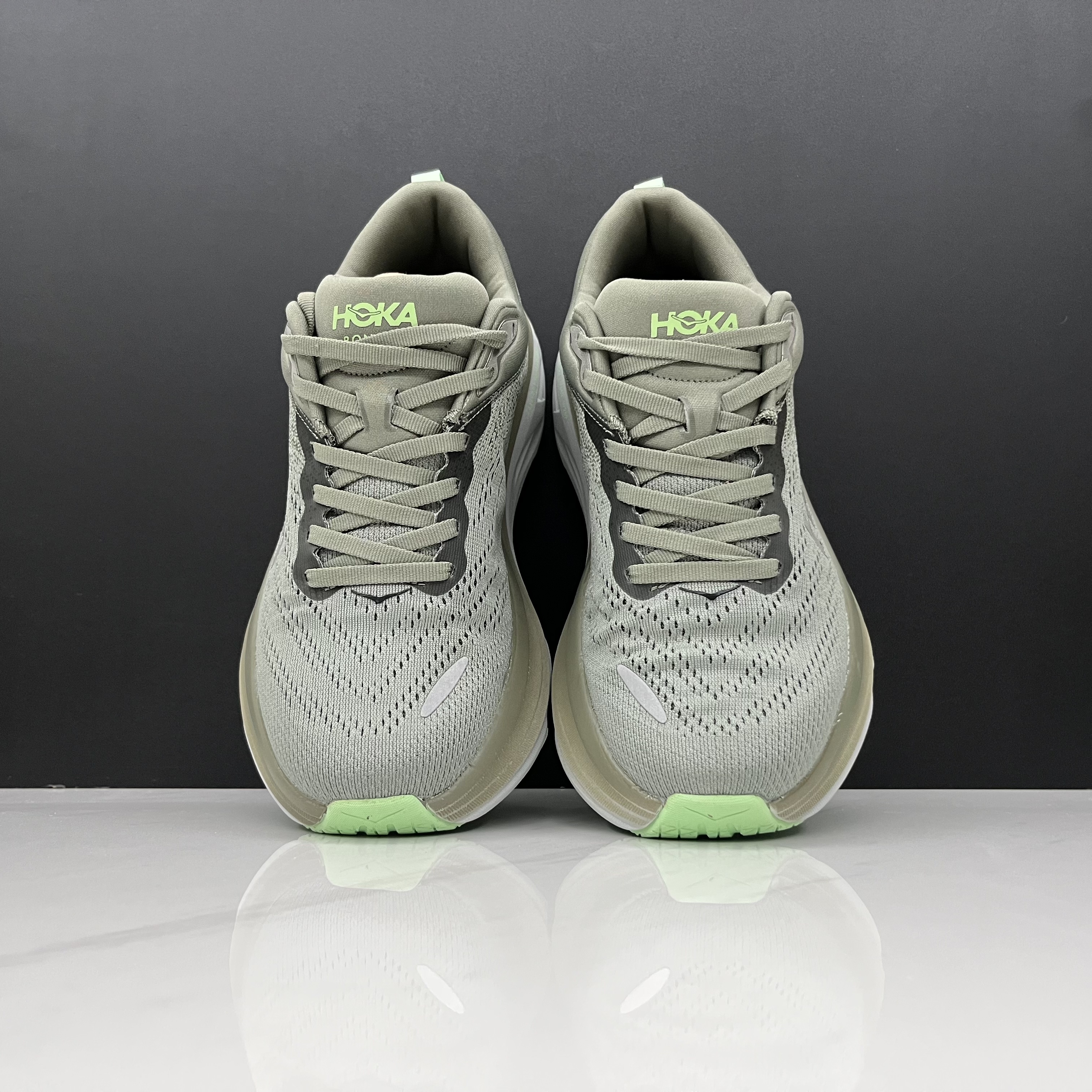 Hoka One One Bondi 8 Breathable Low-top Running Shoes Sneakers Grayish Green