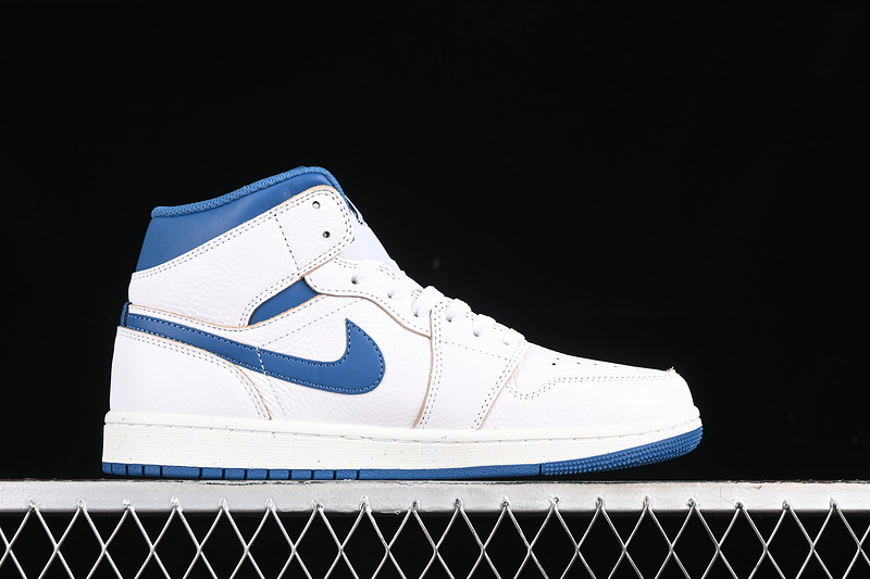 Nike Air Jordan 1 Mid Industrial Blue White Sneakers