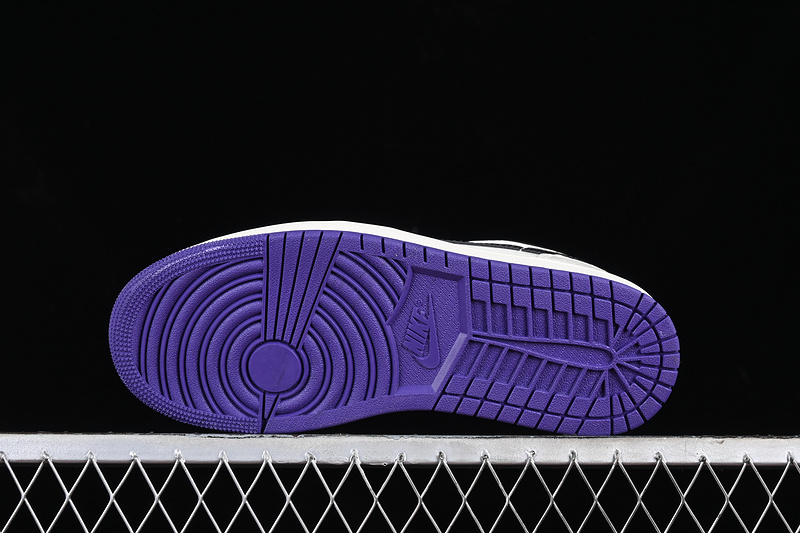 Nike Air Jordan 1 Low White Black Dark Purple Sneakers