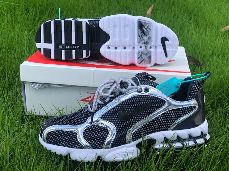 Nike Air Zoom Spiridon Cage 2 Stussy Pure Platinum Black White Sneakers