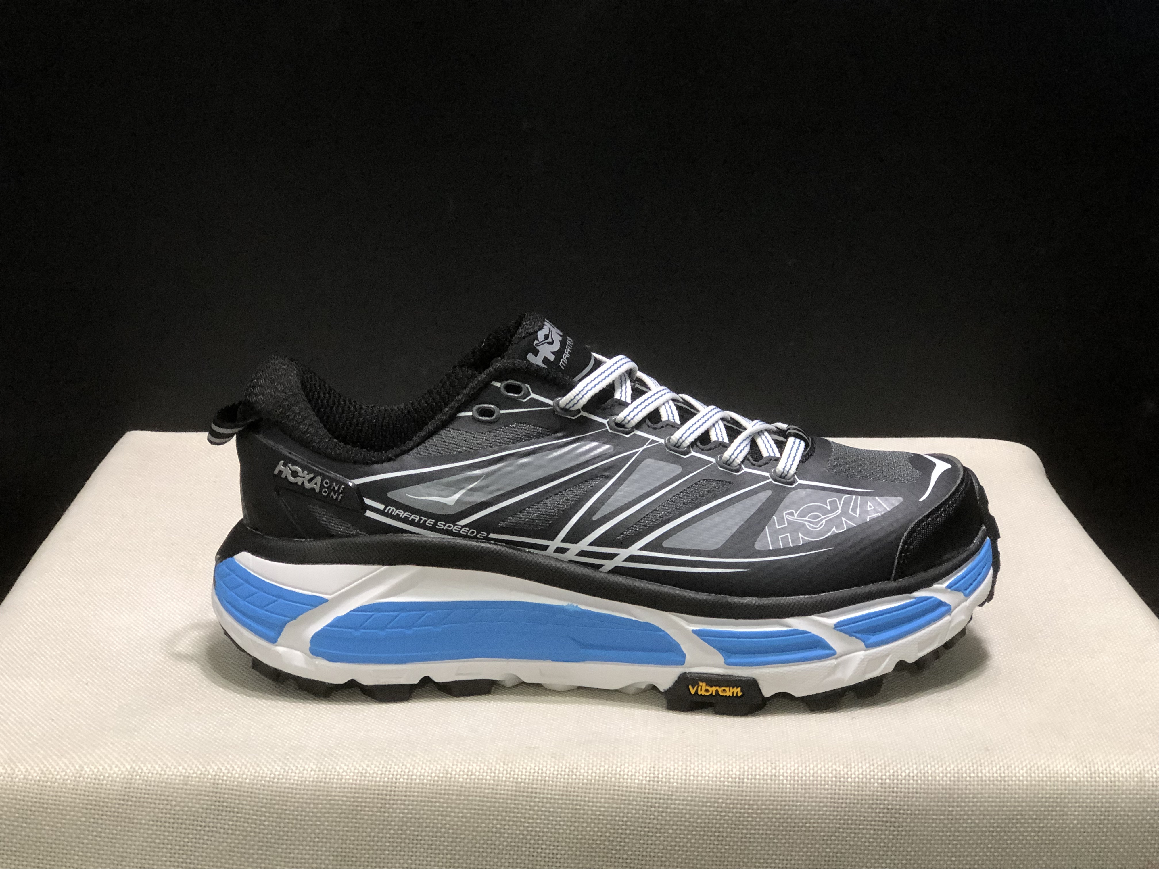 Hoka One One Mafate Speed 2 Mountain Anti-slip Running Shoes Sneakers Black/Blue
