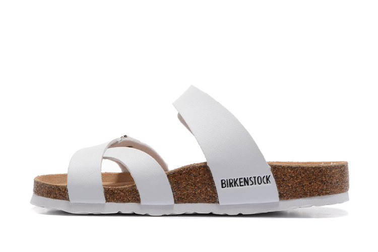 Birkenstock Single Button White Matte Leather Individuality Slippers