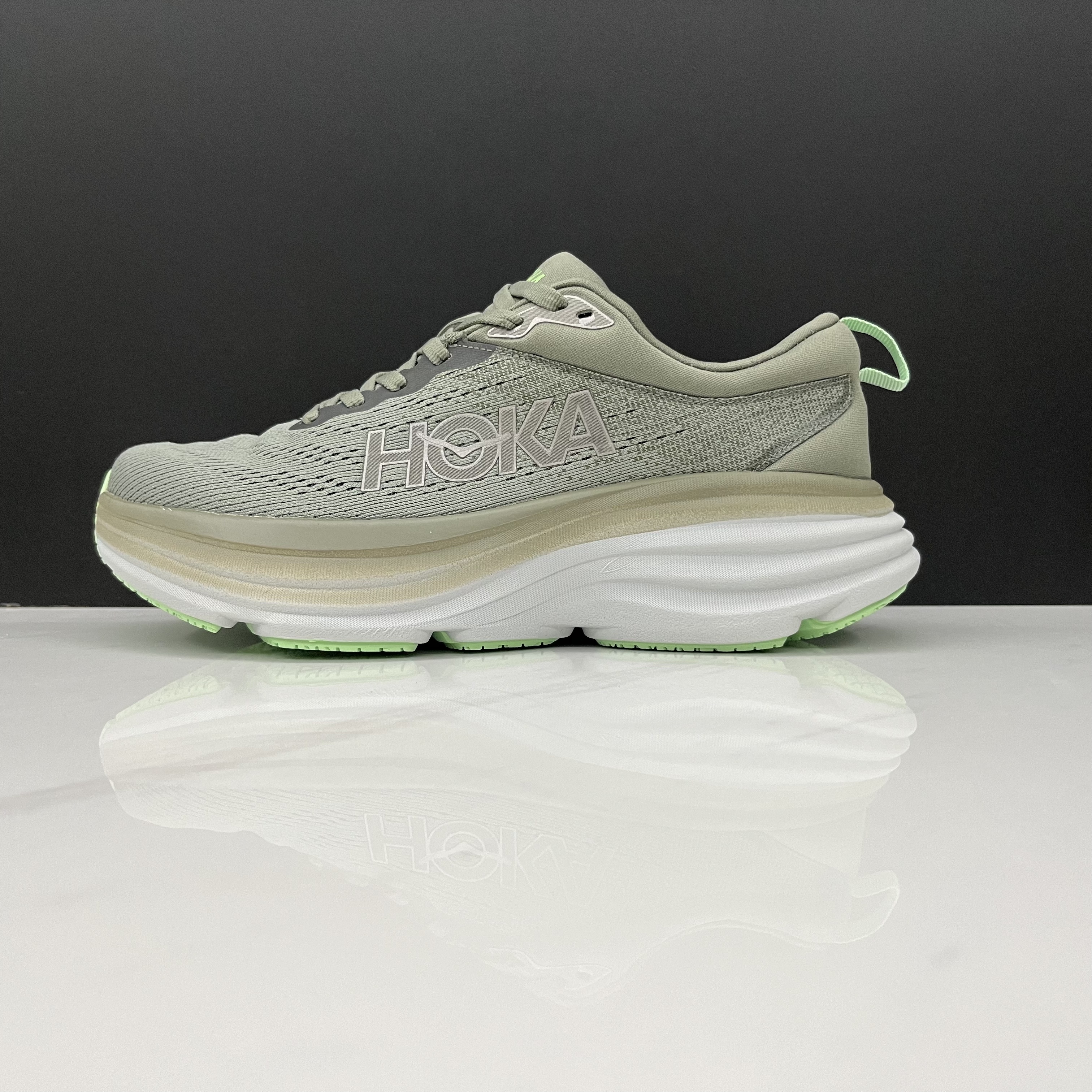 Hoka One One Bondi 8 Breathable Low-top Running Shoes Sneakers Grayish Green