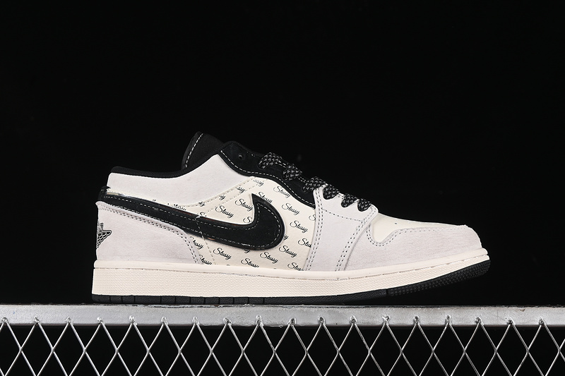 Nike Air Jordan 1 Low Black White Light Grey Sneakers