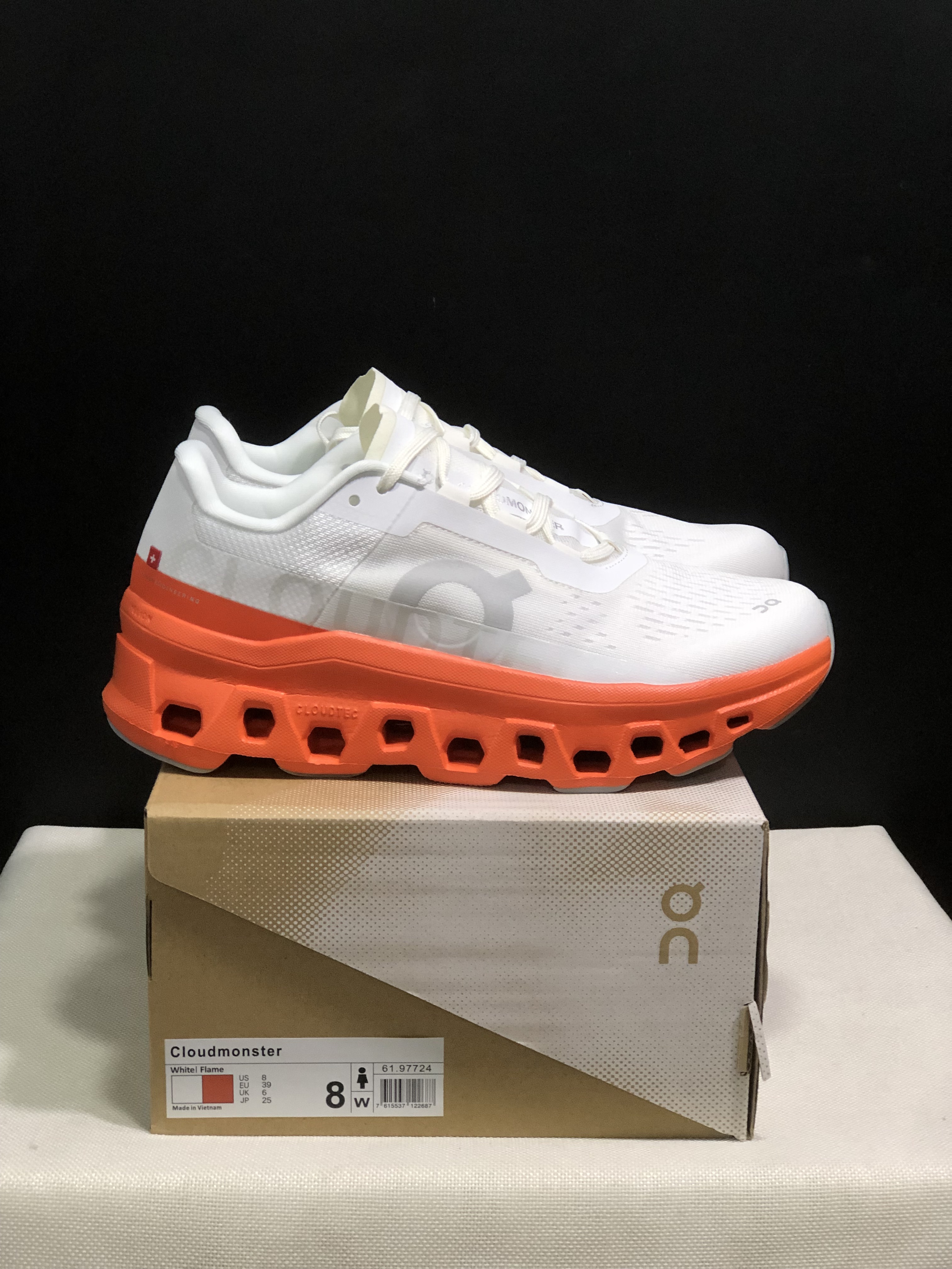 On Running Cloudmonster Anti-Slip Running Shoes White/Flame