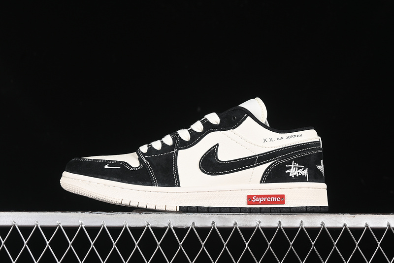Nike Air Jordan 1 Low Supreme Black White Sneakers