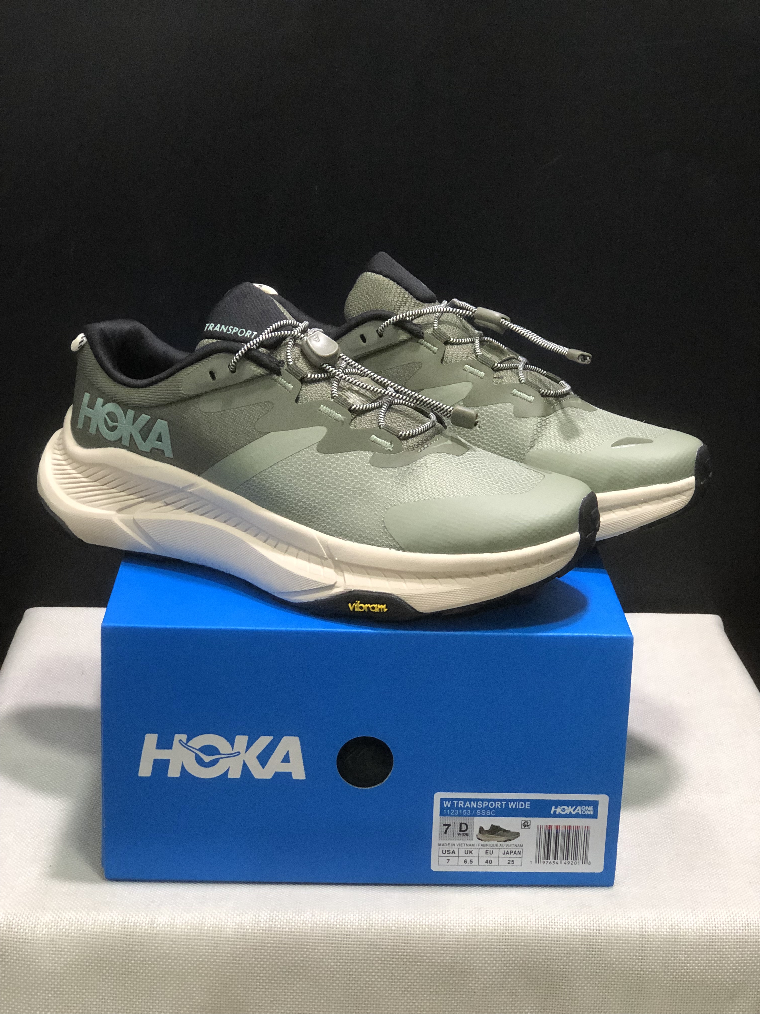 Hoka One One Transport Drawstring Low-top Running Shoes Sneakers Green