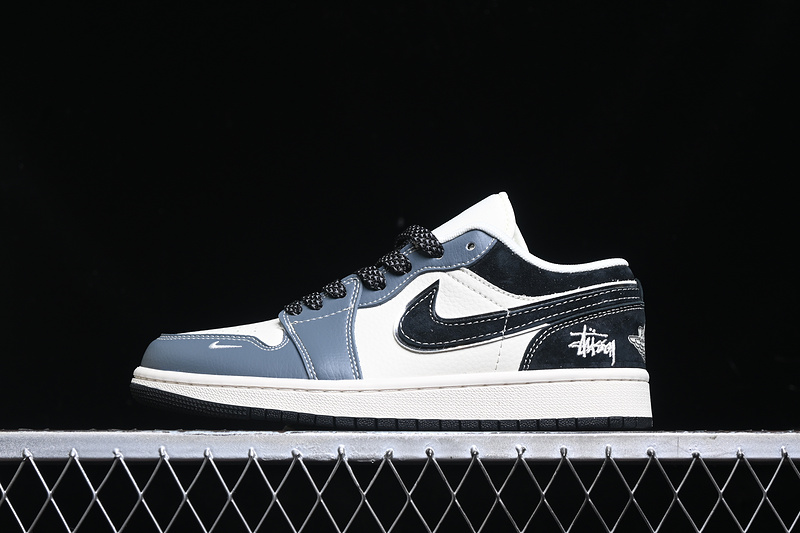 Nike Air Jordan 1 Low Grayish Blue Black White Sneakers