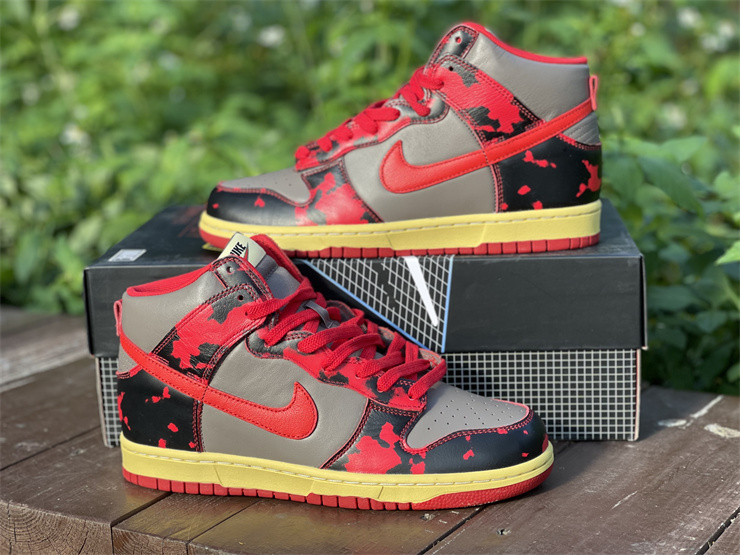 Nike Dunk High 1985 Retro Red Black Acid Wash Sneakers