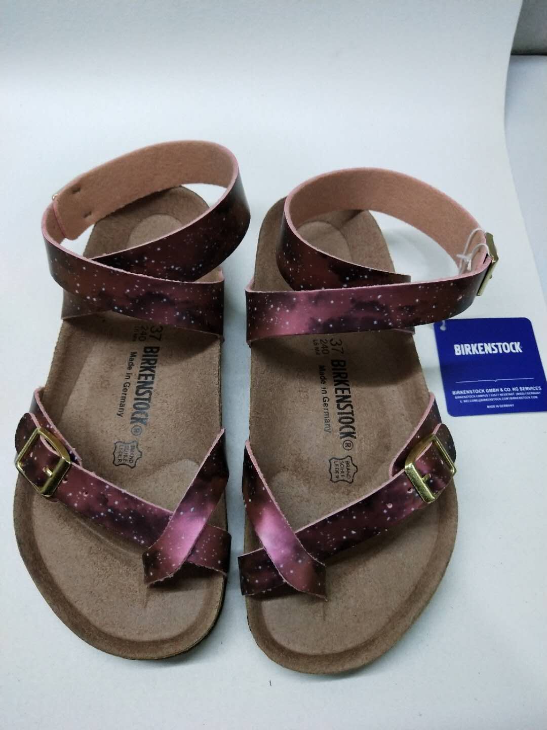 Birkenstock Single Button Starry Sky Red Ringfinger Matte Leather Sandals