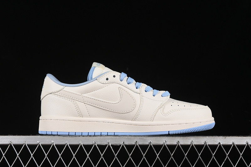 Nike Air Jordan 1 Low OG SP Off-White Travis Scott Fragment Design Light Blue Sole White Sneakers