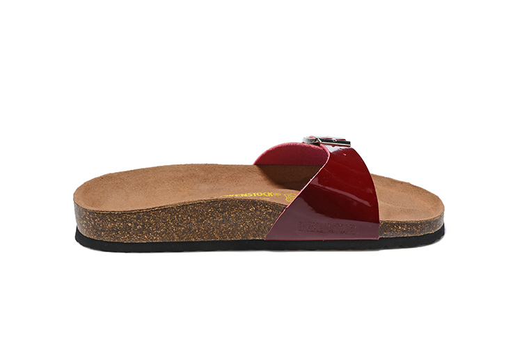 Birkenstock Single Button Scarlet Patent Leather Slippers