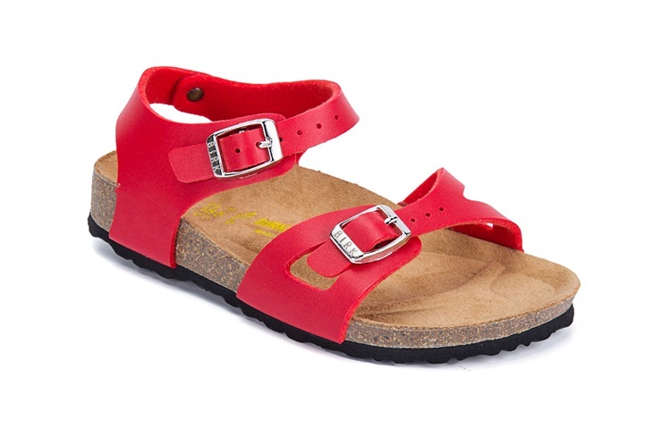Birkenstock Single Button Red Matte Leather Sandals