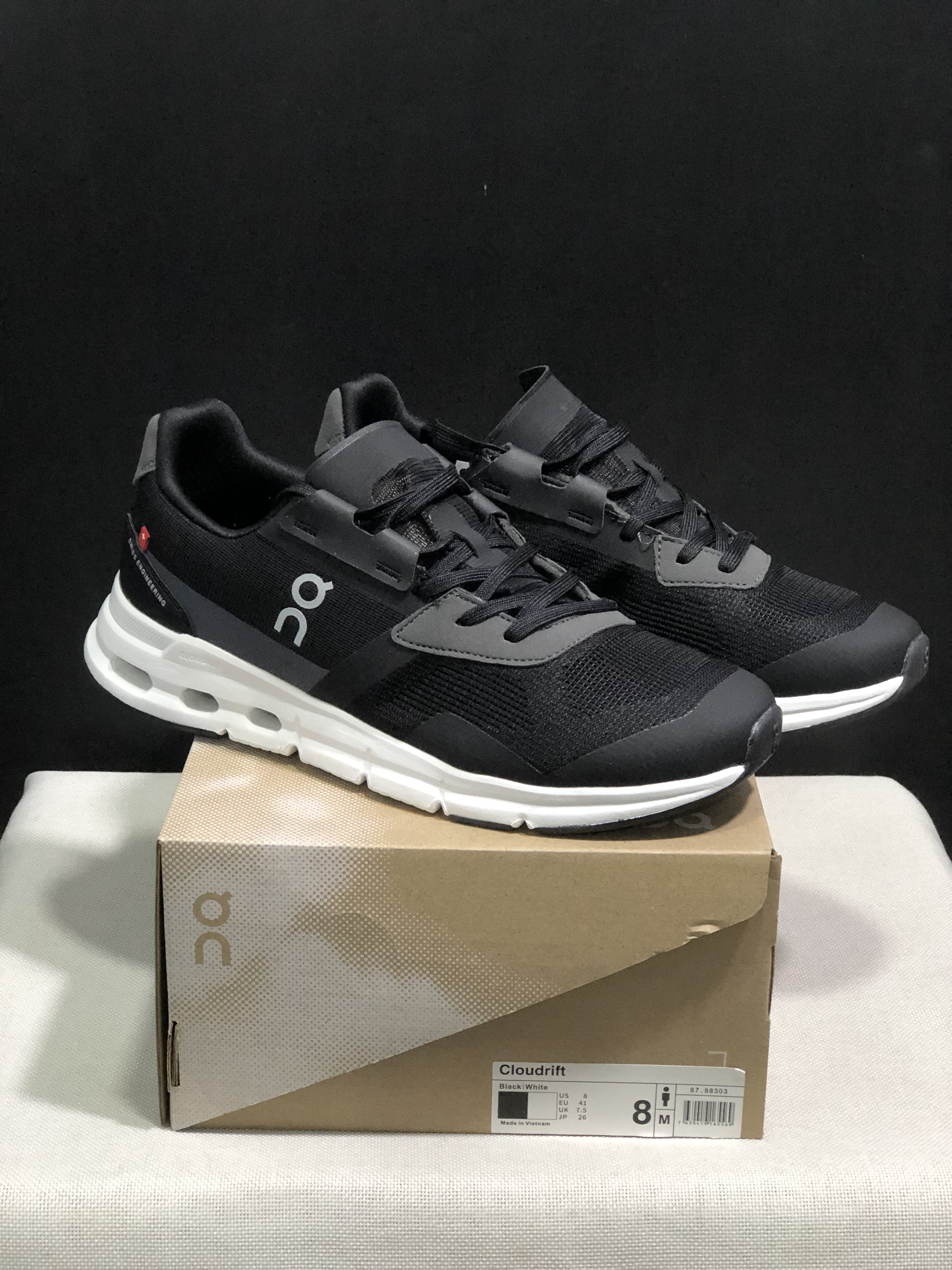 On Running Cloudrift Comfortable And Versatile Sports Casual Shoes Black/White