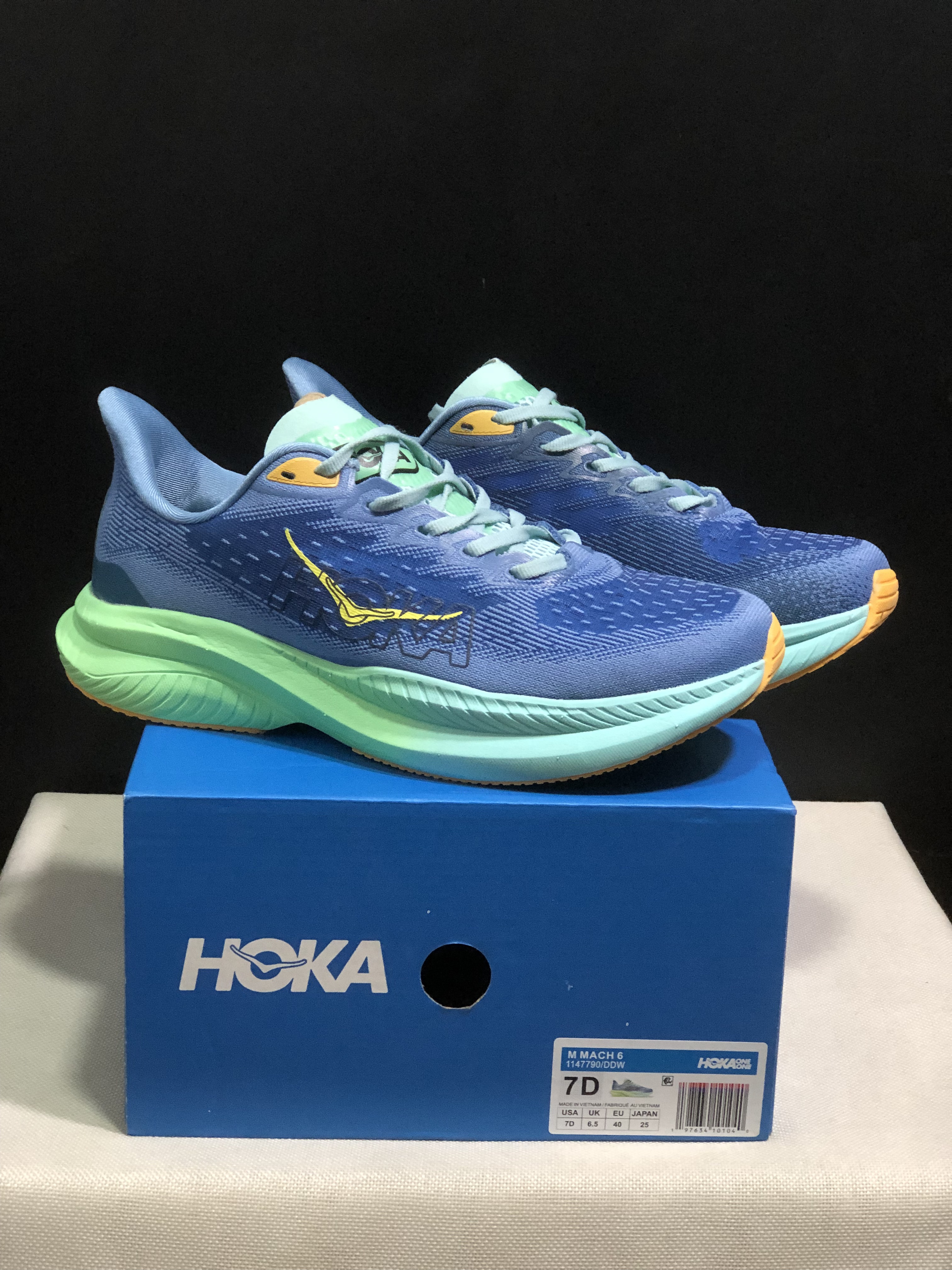 Hoka One One Mach 6 Wear-resistant Breathable Low-top Running Shoes Sneakers Blue