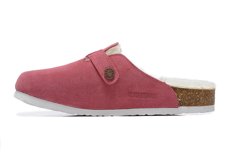 Birkenstock Pink Suede White Shearling Lining Clog Shoes