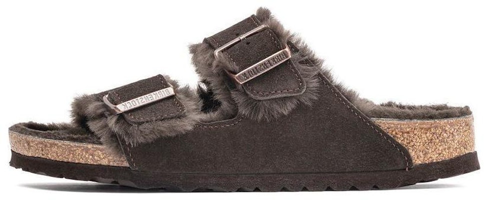 Birkenstock Arizona Shearling Suede Leather 1020566 Mocca Sandals