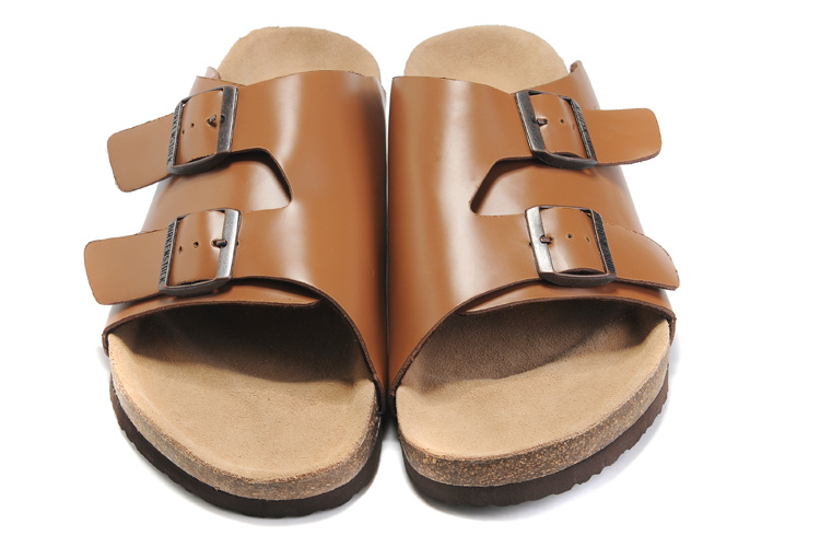 Birkenstock Two Buttons Brown Matte Leather Fashion Slippers