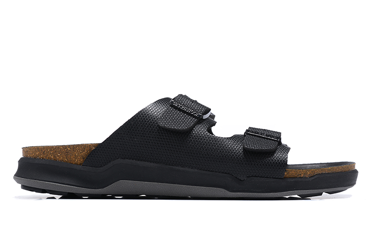 Birkenstock Two-Button Pure Black Casual Leather Slippers