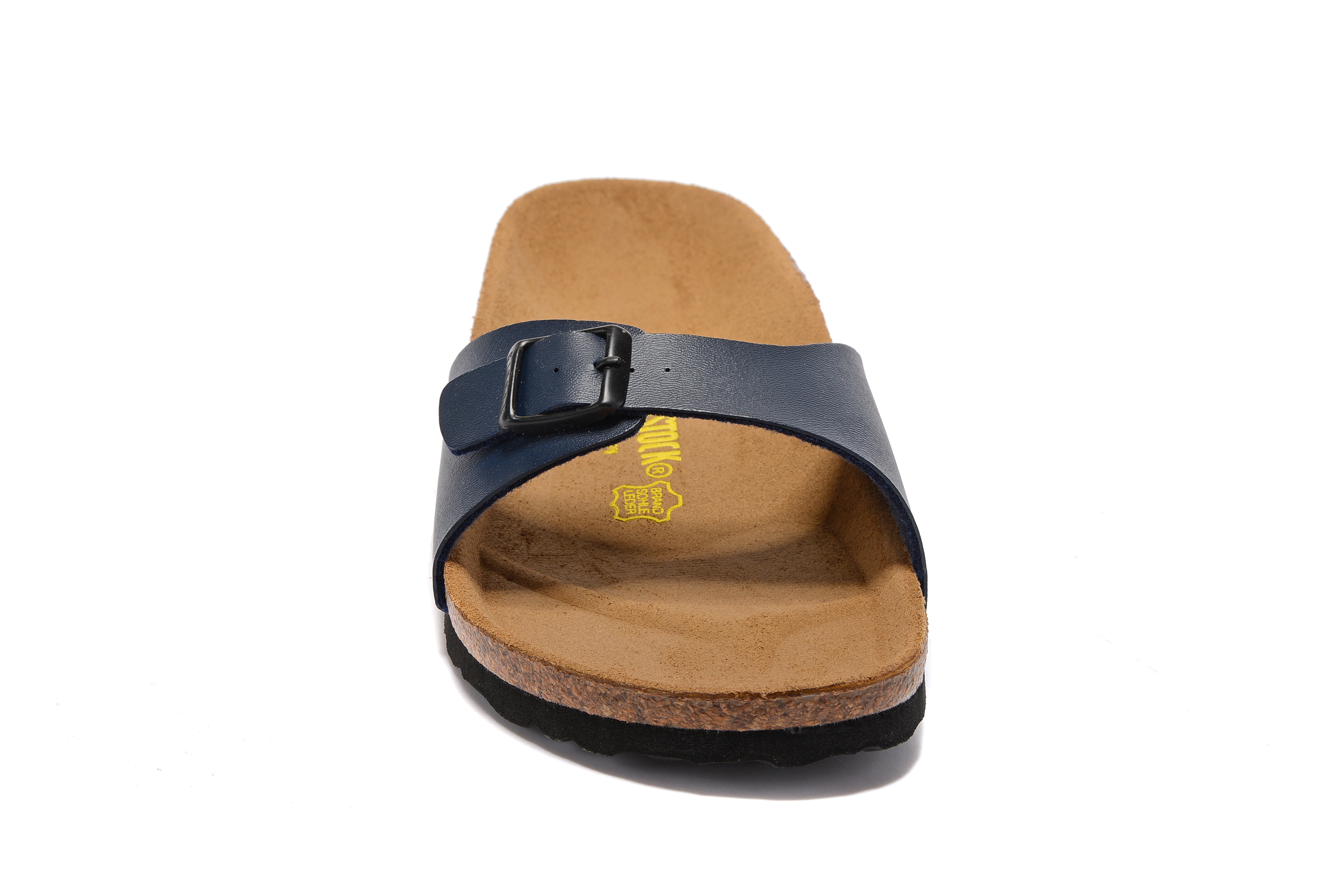 Birkenstock Madrid Navy Single Strap Slide Matte Leather Sandals