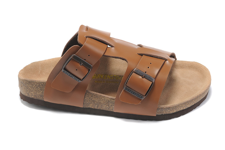 Birkenstock Two-Button Brown Matte Leather Individuality Slippers